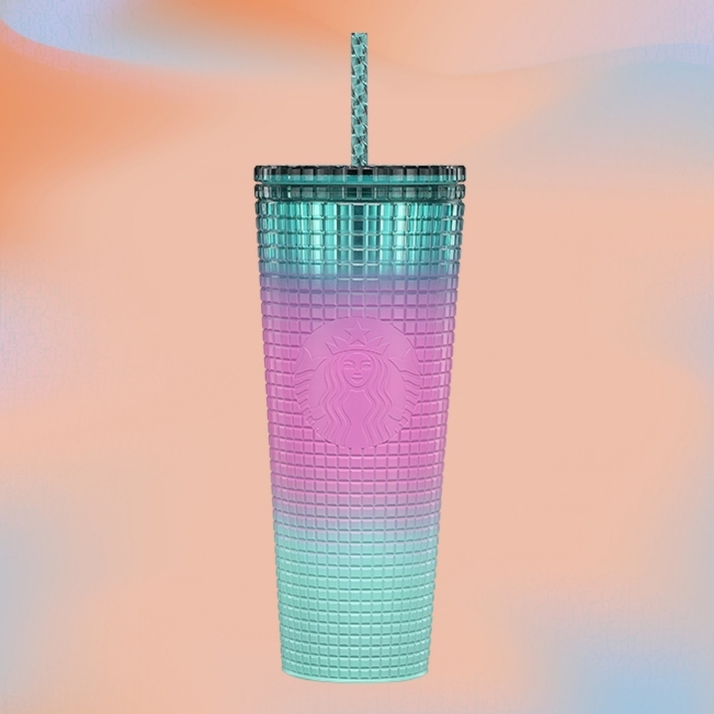Starbucks Pastel Pink & Blue Tri-Color Gradient Cold Tumbler 24 ounces